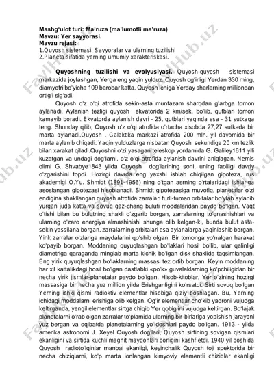 yer sayyorasi ma’ruzasining tavsifi — PDF