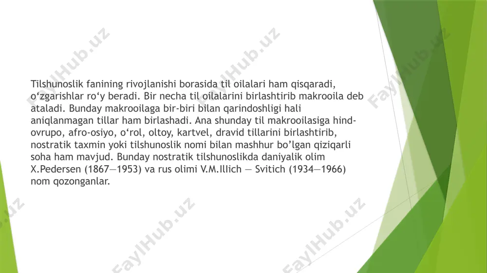 tiladi. bu til oilasi hind-ovrupo tillari oilasidan keyingi eng katta 100 mln.ga yaqin tillar oilasi hisoblanadi. ba'zan bu guruhlaming har biri alohida til oilasi deb hisoblanadi. turkiy tillar oilasi asosiy, sharqiy va g'arbiy til guruhlariga bo’linadi. ularning kelib chiqishi eng qadimiy asrlarga borib yetadi. ba’zi turkiy tillar hozir yoq: bulg'or, hazari, xorazmiy tillari ana shunday tillardir. hazar tilining mahsuli deb hisoblanuvchi chuvash tili (1,7 mln) o‘zining turkiy tillariiga xos xususiyatlarini yo‘qotgani sababli ba'zan bu oilaga kiritilishi ham taxmin qilinadi. shimoliy-sharqiy turkiy tillarga hozirgi tuva (180 ming), tofalar (1 ming, rossiyaning irkutsk oblasti janubiy-g‘arbiy tomoni), xaladj (20 ming, eron, tehronning janubiy-sharqiy hududi), xakas (70 ming, rossiyaning kransnoyarsk o‘lkasida) sharqiy shor (yoki mras tili—6 ming), sariq-uyg‘ur (4 ming, g‘arbiy xitoyda) tillari kiradi. etnik jihatdan qarindosh bo‘lgan turklami o‘g‘iz, qarliq va qipchoq guruhlariga ajratiladi. o‘g‘iz va qarliq gumhida turk (45 mln.dan ortiq, turkiyada, 1,5 mln germaniyada, 115 ming kiprda, 940 ming bolqon mamlakatlarida, …
