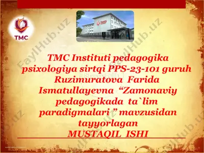 "zamonaviy pedagogika: ta'lim paradigmalari" — PPTX