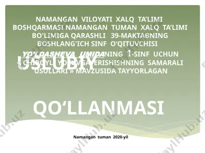 uslubiy qo‘llanmasi "chiroyli yozuvga erishishning samarali usullari" — PPTX