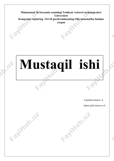 oliy matematika fanidan taqdimot — DOCX