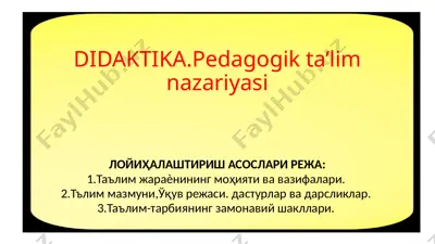 didaktika.pedagogikta’limnazariyasi — PPTX
