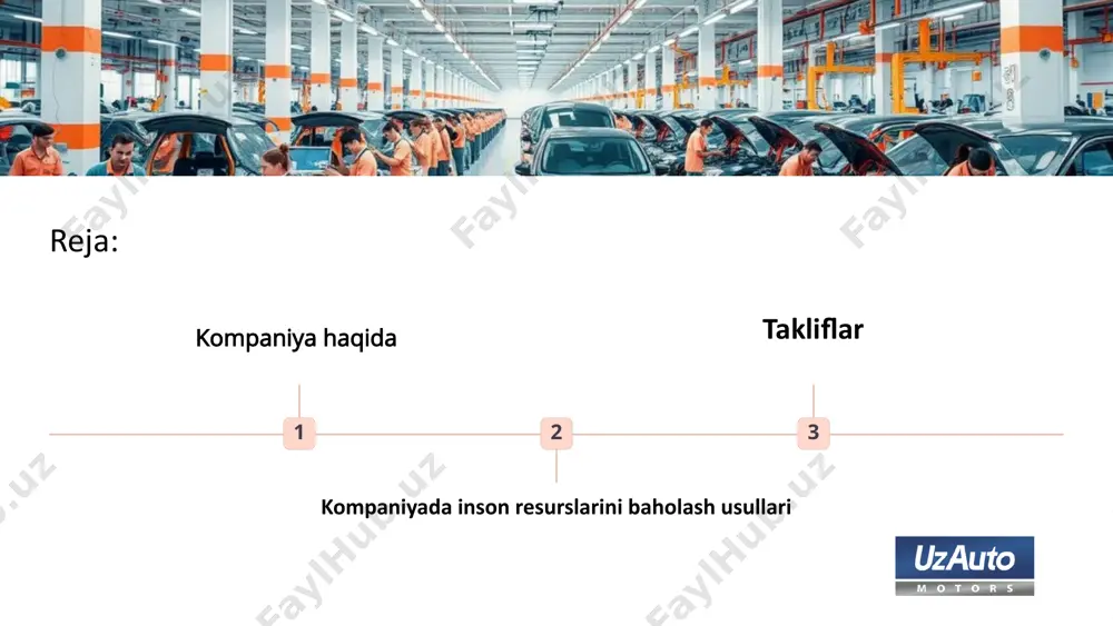 ervyular va kuzatuvlar orqali baholanadi. rag‘batlantirish va mukofotlash tizimi yuqori natijalarga erishgan xodimlar uchun bonus tizimi joriy qilingan. bundan tashqari, yilning eng yaxshi xodimlarini tanlash kabi ichki tanlovlar o‘tkaziladi, bu esa xodimlarning motivatsiyasini oshiradi. 6 takliflar. suniy intelektni joriy etish. xodimlarning ishlash samaradorligini bashorat qilish va ularning rivojlanish imkoniyatlarini aniqlash uchun ai texnologiyalarini joriy qilish. soft skills kompaniyada texnik bilimlar bilan birga xodimlarning kommunikatsiya, muammolarni hal qilish va rahbarlik qobiliyatlarini ham baholash tizimini kengaytirish mumkin. well-being ruhiy va jismoniy salomatlikka e’tibor qaratish maqsadida xodimlar uchun sport, dam olish va salomatlikni qo‘llab-quvvatlash dasturlarini kengaytirish. 7 takliflar: 1 kontinual (doimiy) baholash tizimi 360 daraja baholash usulini va yillik hisobotlarni doimiy baholash tizimiga almashtirish. xodimlar rahbarlari bilan doimiy aloqada bo‘lib, o‘zlarining natijalari va maqsadlarini muhokama qiladi. 2 “pd@ge” mobil ilovasi pd@ge” mobil platformasi orqali xodimlar o‘z faoliyatlari haqidagi tahlillarni oladi, maqsadlar belgilaydi va tezkor teskari aloqa qabul qiladi. 3 gamifikatsiya (o‘yinlashtirish) motivatsiya uchun …