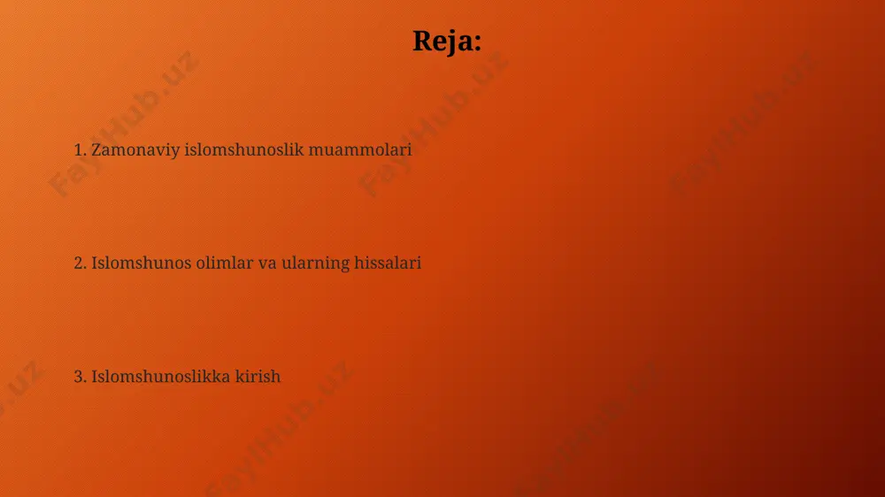 oshlab boshlanib, qur’oni karim va hadislar asosida 3 bosqichda amalga oshiriladi: oila, maktab va jamoat. bu jarayon davomida 6 ta asosiy fazilat: iymon, taqvo, adolat, sabr, shukur va mehr-oqibat singdiriladi. markaziy osiyoda, xususan samarqand va buxoro kabi shaharlarda, 15-asrda islom ta’limi markazlari rivojlangan bo’lib, 100 dan ortiq diniy maktab va kutubxonalar faoliyat ko’rsatgan. ularning ko’pchiligi fiqh, tafsir va hadis ilmlarini o’rgatgan. islom fiqhi va huquqi ислом ҳуқуқининг ривожланишида 12-13 асрлардаги муҳаддислар ва фақиҳларнинг самарқанд, бухоро каби марказлардаги фаолияти муҳим роль ўйнаган. ислом фиқҳи ва ҳуқуқий мактаблари, жумладан, ҳанафий, моликий, шофеъий ва ҳанбалий мактаблари, 8-10-асрларда миср, ироқ ва яқин шарқда шаклланиб, мусулмон жамияти ҳаётининг турли соҳаларига таъсир кўрсатган. islom va ayollar islom ayollarga ta’lim olish imkoniyatini beradi, 8-asrda bag‘doddagi ilk olima-ayollar, o‘z bilimlarini tibbiyot va astronomiya sohalarida qo‘llaganlar. islomda ayollarning huquqlari qur’oni karim va sunnat orqali aniq belgilangan bo‘lib, 7-asrda arabiston yarim orolidagi jamiyatdagi ayollarning mavqeyiga nisbatan sezilarli darajada yuksak edi. …