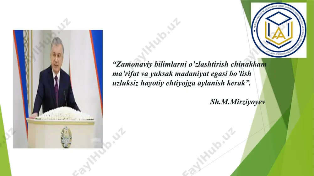 ’yish uchun bir nechta muhim tashkilotlar va institutlar mavjud. a.avloniy nomidagi xalq ta’lim muammolarini o’rganish va istiqbollarini belgilash ilmiy tadqiqoqt instituti negizida a.avloniy nomidagi pedagoglarni kasbiy rivojlantirish va yangi metodikalarga o’rgatish milliy-tadqiqot instituti – bu o’qituvchilar malakasini oshirish instituti. mavzuga oid adabiyotlar tahlili mavzuga oid adabiyotlarni tahlil etish–xorijiy adabiyotlar misolida singapur davlatida turli o'qituvchilar turli xil intilishlarga ega bo'lganligi sababli, ta'lim vazirligi ularga turli xil mukammallik sohalarida kasbiy rivojlanishiga imkon beradigan 3 ta martaba yo'liga ega. katta mutaxassis yo'li ta'limni rivojlantirishning ixtisoslashgan yo'nalishlariga moyil bo'lganlar uchun imkoniyatlar yaratadi, bu erda chuqur bilim va ko'nikmalar yangi asoslarni ochish uchun zarurdir. treklar orasida harakatlanish turli yo'llar bo'ylab lateral harakatlar uchun moslashuvchanlik bo'ladi. o'qituvchilar o'zlari xohlagan ish talablariga javob bersalar, turli martaba yo'llari bo'ylab harakatlanishni tanlashlari mumkin1. 1.o’quv track o'qituvchilarning pedagogik qobiliyatini yanada rivojlantirishga intilayotgan o'qituvchilar uchun kasbiy rivojlanish va malaka oshirish imkoniyatlarini taqdim etadi. 2,maktab yetakchiligi treki maktablarni samarali boshqarish va yetakchilikka …