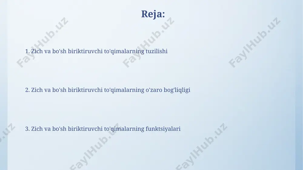 qdordagi hujayralararo moddaga ega bo'lib, unda turli xil hujayralar, shu jumladan fibroblastlar, makrofaglar va mast hujayralar mavjud. zich va bo'sh biriktiruvchi to'qimalarning klinik ahamiyati fibroz (zich biriktiruvchi to'qima hosil bo'lishi) organlarning faoliyatini buzadi, 50% gacha funksiya pasayishi va organlarning atrofiyasiga olib kelishi mumkin, masalan, jigarda. bo'sh biriktiruvchi to'qimaning yallig'lanishi (masalan, sellulit) teri osti yog' qatlamida to'planib, 1-3 sm gacha shish va og'riqni keltirib chiqarishi mumkin. zich va bo'sh biriktiruvchi to'qimalarning umumiy xususiyatlari zich va bo'sh biriktiruvchi to'qimalar ikkalasi ham ekstrasellular matritsadan, 3 asosiy tarkibiy qismdan: tolalar (kollagen, elastik, retikulyar), amorf modda va hujayralardan tashkil topgan. ikkala to'qima turi ham organizmda qo'llab-quvvatlash, himoya qilish va to'qimalarni bir-biriga bog'lash kabi umumiy funksiyalarni bajaradi, ammo bu funksiyalarning darajasi va turi farq qiladi. to'qimalarning o'zaro ta'siri va funksiyalari bo'sh biriktiruvchi to'qima, 70% dan ortiq hujayradan tashqari matritsaga ega bo'lib, zich to'qimaga nisbatan yuqori suv miqdori va kamroq hujayra zichligiga ega, bu esa turli xil …