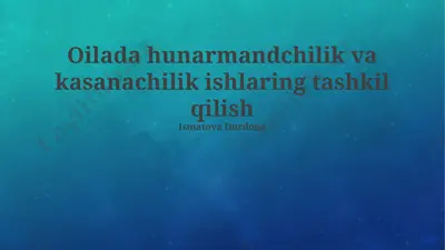 hunarmandchilik va kasanachilik ishlaring tashkil qilish — PPTX