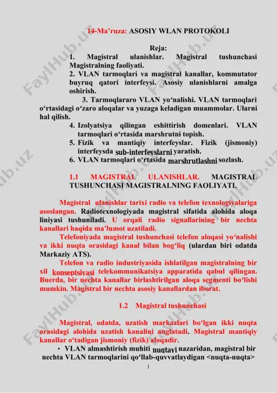 magistral ulanishlar — DOCX