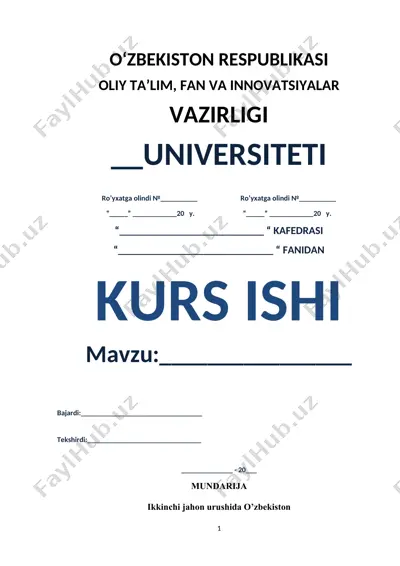 ikkinchi jahon urushining o’zbekiston uchun demografik oqibatlari — DOCX