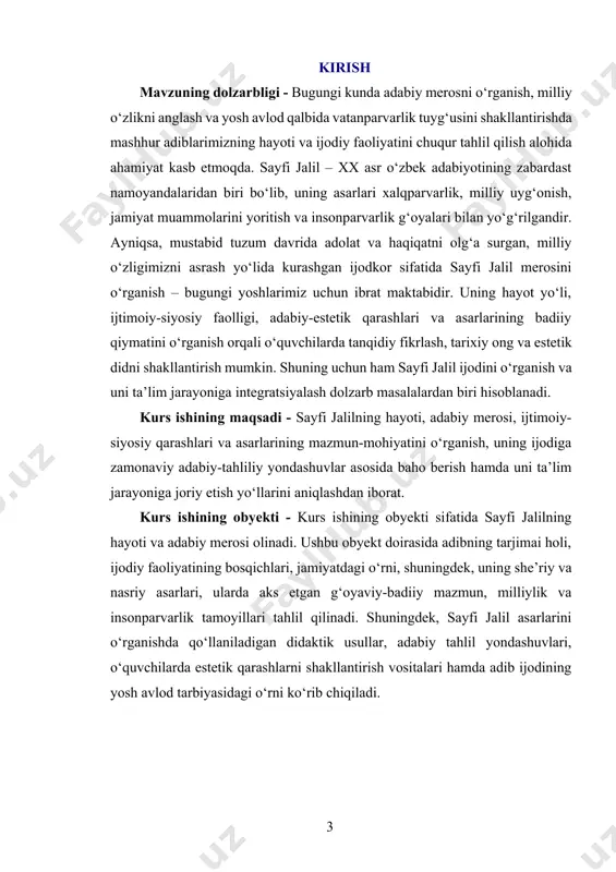 i o‘zining estetik didini shakllantirgan. bu jarayon, albatta, uning keyingi hayoti va ijodiga poydevor bo‘lib xizmat qilgan. sayfi jalil maktab davridayoq o‘z tengdoshlaridan ajralib turgan. u o‘qishga qiziqqan, darslarda faol qatnashgan, ayniqsa adabiyot, tarix va musiqa fanlariga alohida mehr qo‘ygan. ustozlari uning bilimga chanqoqligini qadrlab, unga doimiy rag‘bat berishgan. u nafaqat o‘qituvchilarning savollariga javob bergan, balki darsdan tashqarida ham o‘zi mustaqil ravishda kitob mutolaa qilgan, she’rlar yozgan, oddiy kuylarga o‘ziga xos sozlar qo‘shgan. bu esa uning ijodiy faoliyatini juda erta boshlashiga sabab bo‘lgan. yoshligida u maktabdagi dramalar, she’riy kechalar va musiqiy tadbirlarda faol qatnashgan. o‘zining ilk she’rlarini aynan shu davrlarda yozgan. o‘quvchilarning, ustozlarning, hattoki mahalla ahlining e’tirofiga sazovor bo‘lgan bu yosh ijodkor asta-sekinlik bilan adabiy jamoatchilikning ham e’tiborini torta boshlagan. shunday qilib, sayfi jalilning ijodi tobora kengayib bordi. u o‘z she’rlarida xalqning ruhiy holatini, orzu-armonlarini, baxtli kelajak sari intiluvchanligini, mehnatga bo‘lgan hurmatini ifoda etishga harakat qilgan. uning har bir asarida …