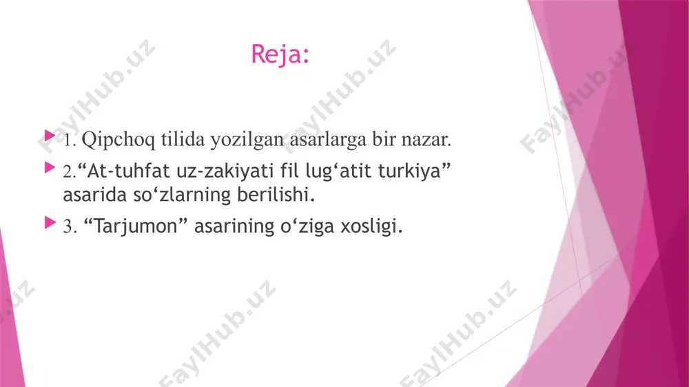 isoblangan qipchoqlar tili haqidagi dastlabki maʼlumotlar 1052-yilga mansub. 1. “at-tuhfat uz-zakiyati fil lug‘atit turkiya” asarida so‘zlarning berilishi. “attuhfatu-z-zakiyatu fillug‘atit turkiya” (“turkiy tillar haqida noyob tuhfa”) asarini kim yozganligini bilmaymiz. asar misrda yaratilgan deya chamalanadi. uning bitta qo‘lyozmasi ma’lum. qo‘lyozma hozir istanbulda validuddin afandi kutubxonasida saqlanmoqda (o‘zbekcha nashriga qarang: azft). kitob “qipchoq tili” grammatikasiga bag‘ishlangan. bu to‘g‘rida: “men bu asarda qipchoq tiliga asoslandim. chunki eng ko‘p qo‘llanadigan til qipchoq tilidir. turkman tilini bu ishda bayon qilmadim. faqat juda zarurat bo‘lgandagina ko‘rsatdim”, - deb yozadi uning muallifi kirish bo‘limida (azft,8). asar uch bo‘limdan iborat: kirish, arabcha-turkiy so‘zlik, grammatik qoidalar bo‘limi. kirish qismida kitobning yozilish sababi, unda turkiy tilning qay lahjasiga asoslanganligi bayon etiladi. so‘ng turkiy alifbo va imlo qoidalari xususida ma’lumot beriladi. kirishda arab alifbosi negizidagi turkiy yozuvning imlo xususiyatlari to‘g‘risida ham ma’lumot beriladi. muallif yozadi: “bilgilki, turk tilida shakl yo‘q. shakl yo‘qligi uchun bir qancha aniqsizlik va xatolar paydo bo‘lar edi. …