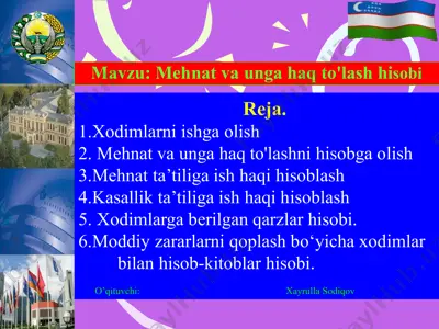 mehmat va unga haq to'lashni hisoblash — PPTX