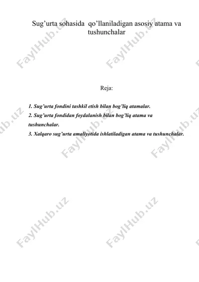 sug’urta sohasida qo’llaniladigan asosiy atama va tushunchalar — DOC