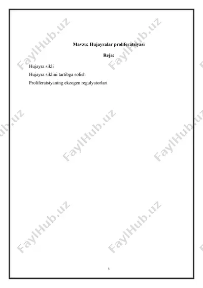 hujayralar proliferatsiyasi — DOCX