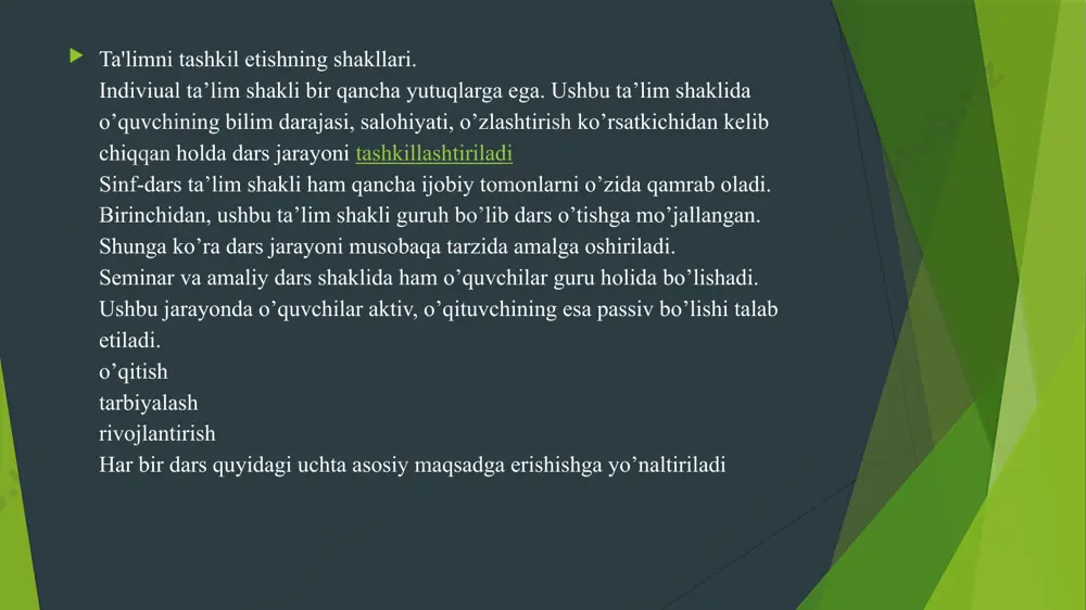 boshlang‘ich ta'limda ta'limni tashkil etish shakllari va turlari - Page 5