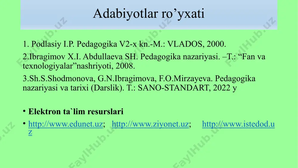 m jarayonidagi ayrim muammoli vaziyatdan chiqishning yagona yo‘li umumiy o‘rta ta’limda yangicha, ya’ni kompetent yondashuvni joriy etishdir kompetent yondashuv umumiy o‘ rta ta’limni modernizatsiyalash nuqtai nazaridan yangi pedagogik voqelik hisoblanadi. mazkur yondashuv doirasida amaliy faoliyat tajribasi, kompetensiya va kompetentlikni didaktik birliklar sifatida ko‘rib chiqish hamda ta’limning an’anaviy uch elementi (triada) - «bilim - ko‘nikma - malaka»ni oltita birlik (sikstet) - «bilim - ko‘nikma - malaka - amaliy faoliyat tajribasi - kompetensiya - kompetentlik» tarzida tahlil etilishi talab etiladi. zamonaviy sharoitda fan va texnika rivoji ta’lim va uning natijalariga qo‘yiladigan talablarni tubdan o‘zgartirishni talab etmoqda va ana shu asosdan kelib chiqqan holda ta’lim mazmunini modernizatsiyalashni davrning o‘zi pedagoglarning oldiga muhim vazifa qilib qo‘ymoqda. ta’lim mazmunini loyihalash quyidagi umumiy tamoyillarga muvofiq amalga oshiriladi: ta’lim mazmunining barcha elementlarining jamiyat, fan, madaniyat va shaxs rivojlanishi talablariga mos bo‘lishi tamoyili ta’lim mazmunining o‘quvchilar yosh xususiyatlariga mosligi tamoyili ta’lim mazmunining tashkiliy-jarayon bilan aloqadorlik tamoyili ta’limning mazmuni …