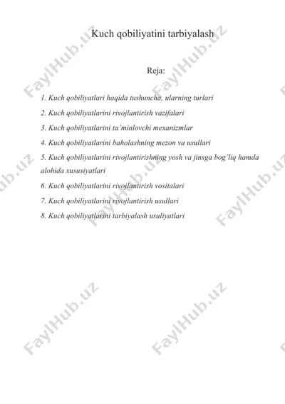 kuch qobiliyatini tarbiyalash — DOCX