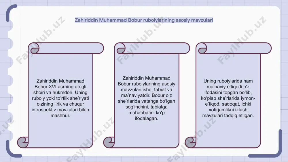 zahiriddin muhammad bobur ijodi va uning ruboiylari - Page 5
