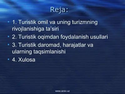 turistik omil oqim xarajat — PPT
