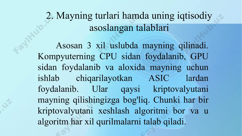 (internet) oʼtish – umumiy global tarmoqni shakllantirish imkonini beradi. аqsh, yevropa,yaponiya kabi rivojlangan mamlakatlar banklari faoliyatida big data (katta maʼlumotlar), data basing (maʼlumotlar bazasi), cloud (bulutli texnologiya), crm (mijozlar bilan munosabatlarni boshqarish), appi banking, sunʼiy intelekt kabi zamonaviy bank modeli elementlaridan foydalangan holda banklar it sohasi bilan birgalikda rivojlanib bormoqda. big data (katta maʼlumotlar) texnologiyasi katta hajmdagi tarkiblangan va tarkiblanmagan maʼlumotlarni qayta ishlash usullari va instrumentlari majmui boʼlib, anʼanaviy maʼlumotlar bazasini boshqarish tizimiga nisbatan muqobil hisoblanadi. big data texnologiyasi tijorat banklariga aktiv operatsiyalarning samaradorligini taʼminlash va risklarni boshqarish boʼyicha aniq qarorlarni qabul qilish imkonini beradi. big dataning elementi hisoblangan id-kartalardan keng foydalanish,banklararo maʼlumot almashinish, xizmat koʼrsatish sifati yaxshilanishi va yangi bank xizmatlari yaratilishiga turtki boʼlmoqda zamonaviy bank amaliyotida keng qoʼllanilayotgan raqamli texnologiya – bu data basing (maʼlumotlar bazasi) texnologiyasidir.data basing texnologiyasi maʼlum qoidalar asosida maʼlum ketma-ketlikda tuzilgan bloklardir.data basing ning ochiq va yopiq tarmoqlari mavjud boʼlib, ochiq tarmoqda ishtirokchilar toʼliq …