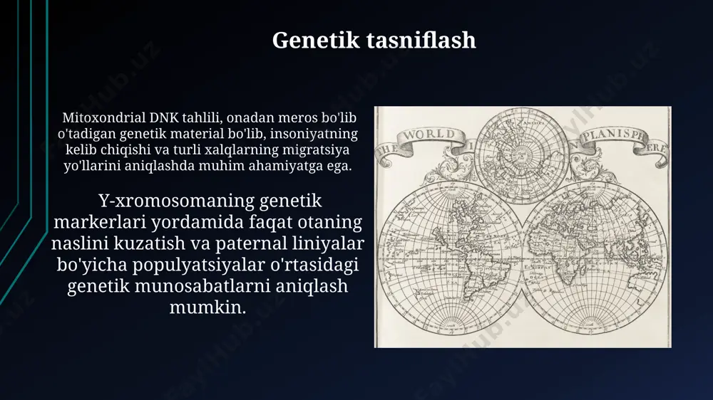 ogik xususiyatlarni taqqoslash orqali ularning etnik kelib chiqishi aniqlanadi. arxeologik tasniflashda, odamlarning 3 ta asosiy davriga (tosh, mis, temir) bo'linishi, ularning asbob-uskunalari va turmush tarzining o'ziga xos xususiyatlarini aniqlashga asoslanadi. ijtimoiy-sotsial tasniflash ijtimoiy-sotsial tasniflashda 3 ta asosiy mezon – iqtisodiy daromad, ta'lim darajasi va kasb-hunar – aholi qatlamlarini aniqlashda muhim rol o'ynaydi. ijtimoiy-sotsial tasniflashda 5 dan ortiq ijtimoiy qatlamni ajratish, ijtimoiy tengsizlikning murakkabligini va uning tarkibiy elementlarining xilma-xilligini ko'rsatadi. lingvistik tasniflashning chegaralari dialekt kontinumlarining mavjudligi va standartlashtirilmagan tillarni tasniflashda murakkabliklar paydo bo'ladi, bu esa chegaralarni aniq belgilashni qiyinlashtiradi. lingvistik tasniflashda 1500 dan ortiq til oilalari mavjudligi va ularning o'zaro munosabatlarini aniqlashdagi qiyinchiliklar katta noaniqliklarga olib kelishi mumkin. madaniy-tarixiy tasniflash маданий-тарихий таснифлаш кўпинча ижтимоий-сиёсий ташкилотларининг тараққиёт даражаси ва шакллари (масалан, 1-2 минг йиллик давлатларнинг юзага келиши) каби омилларни ҳам ҳисобга олади. маданий-тарихий таснифлашда 3 та асосий мезон – тил, дин ва анъанавий ҳаёт тарзи ажратилади, булар жамиятларни 7-10 тагача маданий-тарихий минтақаларга …