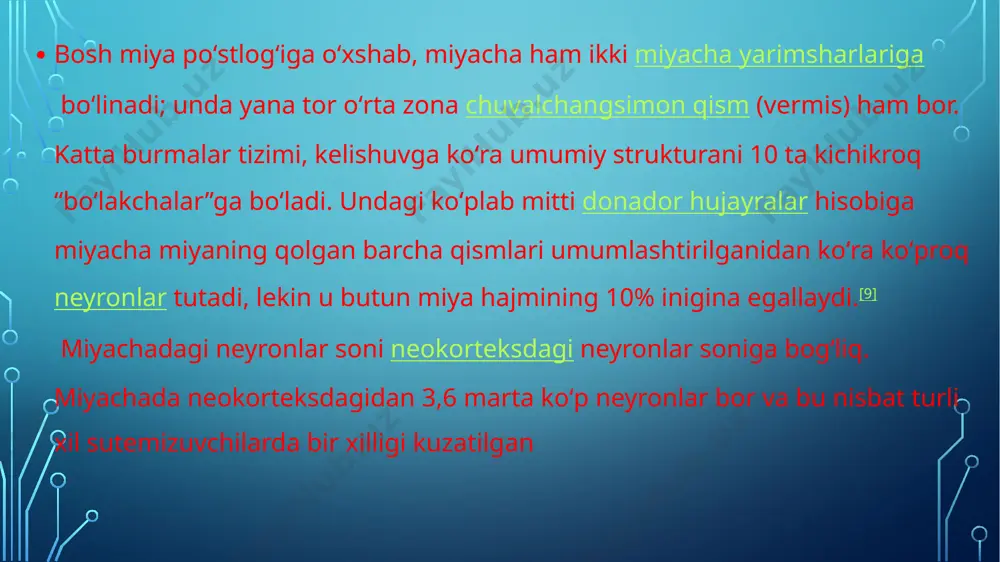iyada birinchi navbatda kislorodni tashish va ishlatish tizimlarida kompensator — moslashuv jarayonlari kuzatiladi. bundan tashqari, kislorod uchun kurash va toʻqimani past nafas olish sharoitiga moslash mexanizmlari ham ishga tushadi. tezkor (favquloddagi) adaptatsiya, reflektor ravishda boladi: o‘pka ventilyatsiyasining oshishi, qon aylanish tizimidagi adaptatsiya, eritrotsit va gemoglobin miqdorining oshishi. o‘pka ventilyatsiyasining oshishi kompensator reaksiyalardan biri bo'lib, u nafas olish markazining qon tomirlardagi xemoretseptorlar impulslari ta’sirida reflektor ravishda qoʻzgʻalishi natijasida hosil boiadi. sinokarotid va aortal retseptorlar qonning kimyoviy tarkibi oʻzgarishiga va karbonat angidrid va vodorod ioni toʻplanishiga juda sezgirdir. gipoksik gipoksiyada hansirash patogenezi boshqachadir - xemoretseptorlarning qoʻzgʻalishi qonda kislorod partsial bosimining pasayib ketishiga javoban yuzaga keladi. shubhasiz, giperventilyatsiya organizm uchun balandlikda ijobiy reaksiya hisoblanadi, lekin uning salbiy oqibatlari ham bor. modomiki, karbonat angidridni chiqarib yuborish natijasida uning qondagi miqdori kamayishi bu jarayonning murakkablashuviga olib keladi. https://youtu.be/xyyxnpcdkf8?si=ykuxyt-wtgbutygl etiboringiz uchun raxmat image3.jpg image4.gif image5.jpg image2.png /docprops/thumbnail.jpeg