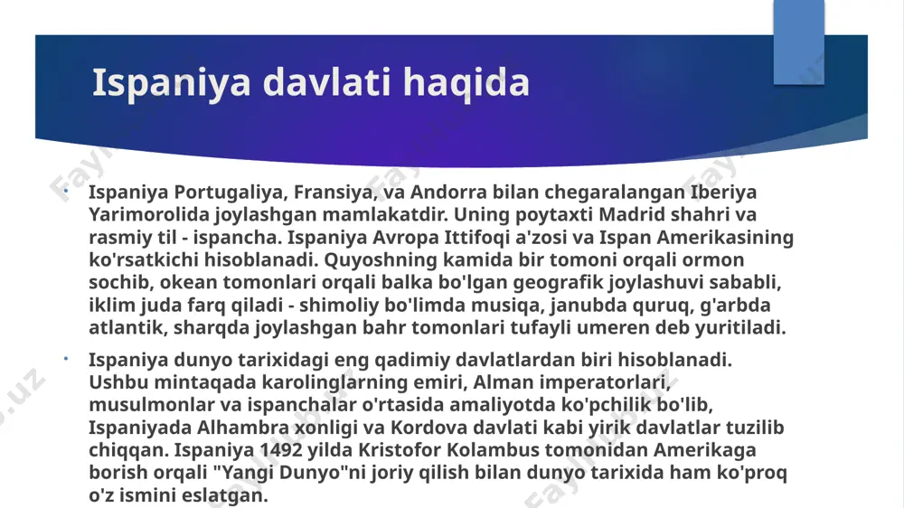 ab mashhur bo'lgan mamlakat bo'lib, bu xizmatlar sektoriga ahamiyatli hissa qo'shadi. agro-sanoat sektori: bu sektor, ispaniya mamlakatining gumruk cheg'irlariga qaramay joylashgan markaziy va g'arbiy hududlari boyicha joylashgan vaqtincha hayot ko'rsatuvchi hududlarda, masshtabli hayotning tarixiy jihati hamda ob-havo sharoitlari bilan bog'liqdir. bu hududlarda utqaziladigan bog'ovutlar, sarkorlar, va dengiz maxsulotlari sanoati katta miqdorda o'z ichiga olgan sektorlardan ba'zi turlardir. yerquyosh sanoati: ispaniya yerquyoshlari, yuqori sifatli zotlardan ishlab chiqariladigan pishiriqlar, zotlar, va brendi mahsulotlarini ishlab chiqarishda mashhurdir. yatishish sanoati: yatishish sanoati ham ispaniya iqtisodiyotida muhim o'rni egallaydi. mamlakat, dunyo bo'ylab mashhur bo'lgan alabanda, onlayn tijorat, va katta tijoratmarkazlariga ega. bu sektorlar ispaniya iqtisodiyotining turli tomonlarini o'z ichiga olganlaridir va mamlakatning iqtisodiy rivojlanishida muhim o'rin egallaydilar. investitsiyalar va korporativ moliya ispaniya iqtisodiyotida investitsiyalar va korporativ moliya sohasi muhim o'rni egallaydi. quyidagi ma'lumotlar bu iki soha haqida batafsilroq tushuncha berish uchun foydalanishingiz mumkin: investitsiyalar: xalqaro investitsiyalar: ispaniya, xalqaro savdo, investitsiyalar va moliyaviy hamkorliklar sohasida o'zaro …
