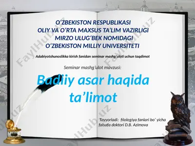 badiiy asar haqida ta'limot — PPTX