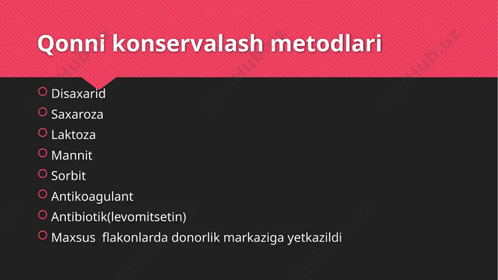 qonni konservalash, saqlash va qo’llash usullari - Page 4