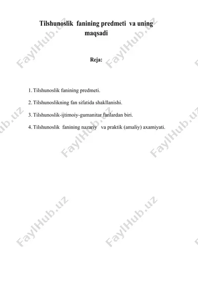tilshunoslik fanining predmeti va uning maqsadi — ZIP