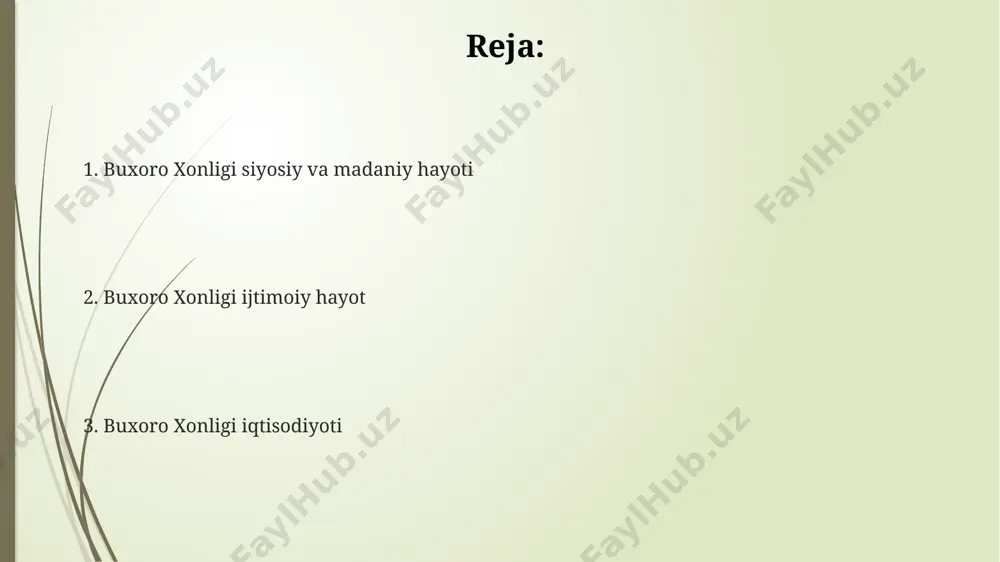 ortiq kishini tashkil etgan. buxoro xonligi ijtimoiy tuzumi xonlik hududida, ayniqsa, vaxsh vodiysi va zarafshon daryosi bo'ylarida, sug'orish tizimlarining rivojlanganligi tufayli qishloq xo'jaligi mahsulotlari yetishtirilishi yuqori bo'lib, bu esa iqtisodiyotning asosiy omili hisoblangan. buxoro xonligida 18-19-asrlar davomida aholining 80% dan ortig'ini dehqonlar tashkil etgan bo'lib, ular yer egalariga soliq va yig'imlar to'lashga majbur edilar, samarqand va buxoro kabi yirik shaharlarda esa hunarmandlar va savdogarlar soni ko'p edi. buxoro xonligi ijtimoiy ierarxiyasi qat'iy bo'lib, amirlar, boylar va ruhonilardan tashkil topgan yuqori sinf, qolgan qismini esa dehqonlar, hunarmandlar va qullar tashkil qilar edi, bu esa ijtimoiy tengsizlikni keltirib chiqarardi. buxoro xonligi iqtisodiyoti xonlikda hunarmandchilik, ayniqsa, buxoro shahrida ipak to‘qish, zargarlik va kulolchilik kabi sohalar rivojlangan bo‘lib, bu mahsulotlar markaziy osiyo va hatto xorijga eksport qilingan. buxoro xonligi iqtisodiyoti paxta yetishtirishga, ayniqsa, qashqadaryo va samarqand viloyatlarida, kuchli bog‘liq edi, bu esa 19-asrda xonlik daromadining 60%ini tashkil etgan. buxoro xonligi savdosi asosan o‘rta osiyo …