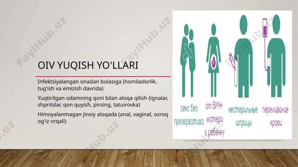 rishga nima kiradi; - sinovdan o'tkazish tartibi; - test natijalari qanday bo'lishi mumkin; – imtihon topshirishning qanday foydasi bor; - homiladorlik, tug'ish va tug'ruqdan keyin, emizish davrida bolaga oiv infektsiyasini yuqtirish xavfi; - bolaga oiv infektsiyasini yuqtirishning oldini olish imkoniyati; - oiv bilan kasallangan onaning bolasini tug'ilgandan keyin qanday kuzatish kerak. keyin shifokor homilador ayolning savollariga javob beradi va u bilan bukletning mazmunini muhokama qiladi (ma'lumotni tushunishini tasdiqlash uchun). homilador ayollar uchun tibbiy mutaxassis tomonidan guruh maslahati, agar ayolda hali ham savollar bo'lsa, individual muloqot qilish mumkin. ayol oiv bo'yicha maslahat va testdan o'tish uchun ixtiyoriy roziligini tasdiqlashi kerak testdan keyingi maslahat oiv testi natijalarini olgandan keyin amalga oshiriladi. agar birinchi test davomida oiv testi natijasi salbiy bo'lsa, ya'ni. oivga qarshi antikorlar aniqlanmasa, ayolga homiladorlikning 28-30 xaftasida takroriy oiv testini o'tkazish zarurligi haqida xabar beriladi. bu yaqinda infektsiyani ("seronegativ oyna" davri) istisno qilish uchun amalga oshiriladi. testdan keyingi maslahatlar paytida …