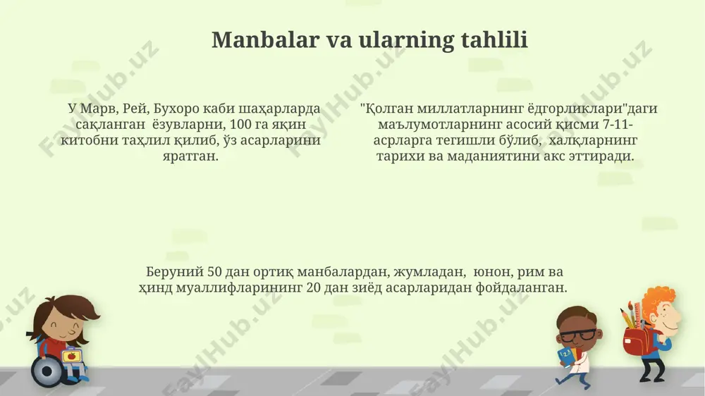 beruniyning "o'tgan xalqlarning qolgan yodgorliklari" asaridagi rivoyat va asarlar - Page 4
