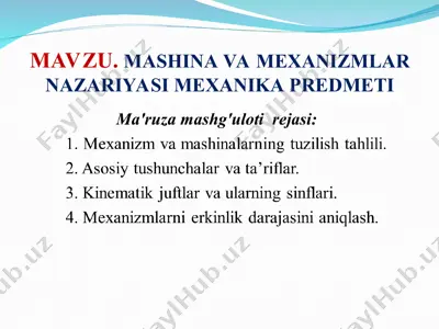 mexanizm va mashinalar nazariyasi — PPT