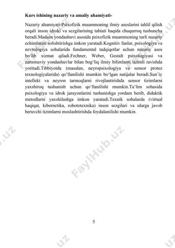 ar qanday psixologik hissiyotlar, idrok va tajribalarga olib kelishini tushuntiradi. shu bilan birga, bu muammo sezgi organlarining va miya faoliyatining qanday ishlashini va bu jarayonlarni qanday modellashtirish mumkinligini o‘rganadi.psixofizik muammo tarixiy jihatdan bir necha shakllanish variantlarini o‘z ichiga oladi. har bir variant inson sezgilarini va ularning jismoniy stimullarga nisbatan javobini tushunishga harakat qiladi. bu shakllanishlar tarixiy va ilmiy rivojlanish jarayonida yangilangan va o‘zgarib borgan.antik yunon falsafasida psixofizik muammo sezgilar va idrokni tushuntirishda faqat falsafiy fikrlar asosida o‘rganilgan. asosiy fikrlar quyidagi sezgilar, faqat tashqi dunyoning "soya"larini ko‘rsatadi va haqiqiy haqiqatni bilish uchun aqlli tafakkur kerak. u sezgilarni aldanish sifatida ko‘rgan.aristotel sezgilarni idrok qilish jarayonining muhim tarkibiy qismi sifatida tasvirlagan. u sezgilarni jismoniy dunyo bilan bog‘lagan va haqiqatni sezgilar orqali idrok qilish mumkinligini ta'kidlagan.xvi- 6 xvii asrlarda falsafiy va ilmiy fikrlar sezgi va jismoniy stimullar o‘rtasidagi aloqani tushunishga qaratildi. bu davrda empirizm va dualizm kabi yondashuvlar paydo bo‘ldiюu sezgi va ongning alohida …