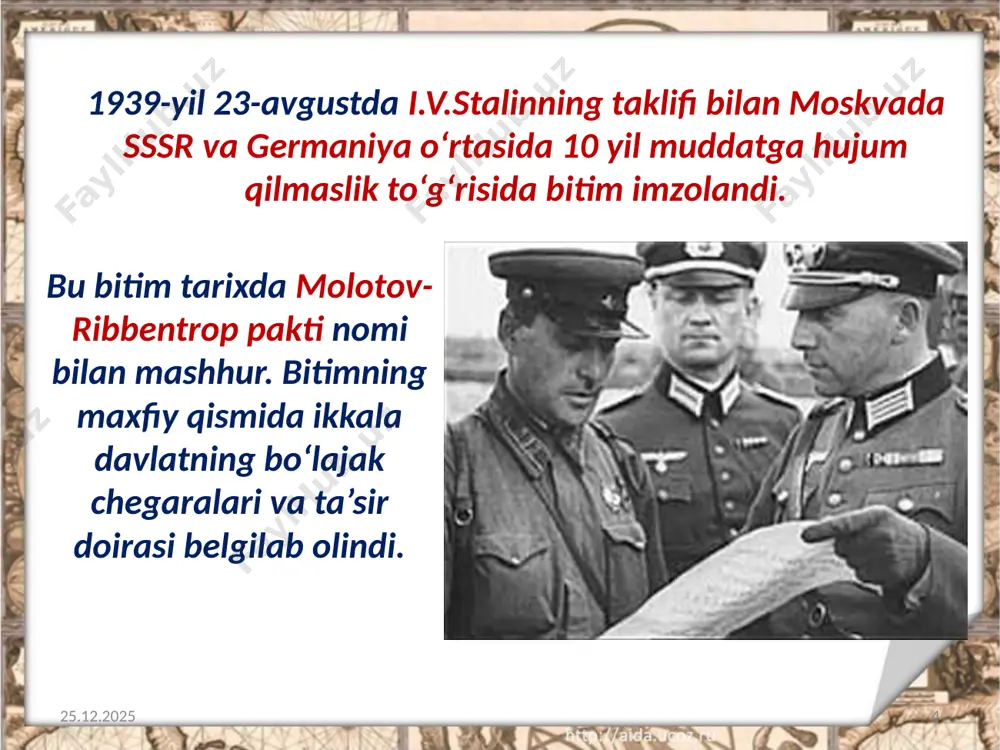 ikkinchi jahon urushining boshlanishi hamda o‘zbekistonning urush girdobiga tortilishi. 10- sinf - Page 4