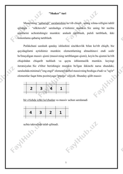 qabariq saralash algoritmi — DOCX