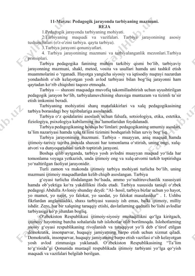pedagogik jarayonda tarbiyaning mazmuni — DOCX