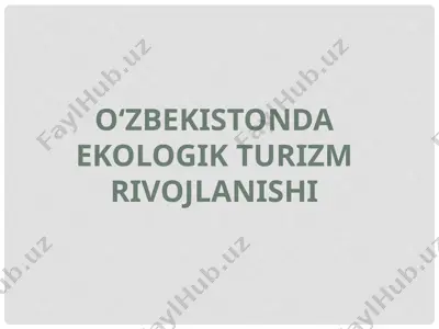 o‘zbekistonda ekologik turizm rivojlanishi — PPTX