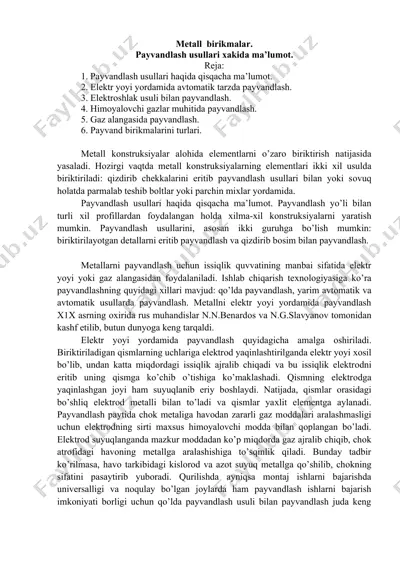 metall birikmalar — DOCX