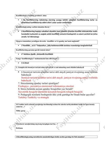 konfliktlar va ularning asosiy sabablari — DOCX