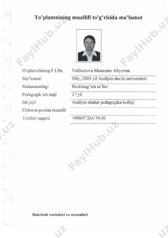 ta’minlash; - xalq og’zaki ijodi va uning turlari, bolalar adabiyotining rivojiga hissa qo’shgan atoqli yozuvchi, shoirlarning ijodiy faoliyati yosh avlodni tarbiyalashdagi o’rni bilan tanishtirish; - bolalarga mo’ljallangan asarlarning o’ziga xos xususiyatlari, g’oyaviy-estetik tarbiyaviy maqsadi bilan tanishtirish; bilimlar - “nutq o`stirish va bolalar adabiyoti” o`quv fanining maqsad va vazifalarini; - maktabgacha yoshdagi bolalarni nutqini o`stirish mеtodikasi; - bolalar bilan olib boriladigan nutqni o`stirish bo`yicha ta’lim tarbiya jarayonini tashkil etish; - bolalar lug`atini rivojlantirish; - o`z nutqida to`g`ri talaffuz, qulay grammatik shakllar va xilma–xil gap konstruktsiyalaridan foydadalanish; - nutqni grammatik tuzilishini shakllantirish ishining vazifalari va mazmuni; - bolalar nutqining tovush madaniyatini tarbiyalash; - bog`lanishli nutqqa o`rgatish; - badiiy adabiyot bilan tanishtirish; -- turli yosh guruhlarda bolalarni shoirlar, yozuvchilar ijodlari bilan tanishtirish ishlarini olib borishni - o`qish va yozishning dastlabki malakalari va vositalaridan foydalanish; - ta'limiy tarbiyaviy faoliyatini tashkil etish jarayonida innovatsion va axborot tеxnologiyalaridan foydalanish. koʼnikmalar - ta'limiy tarbiyaviy faoliyat davomida bolalarni …