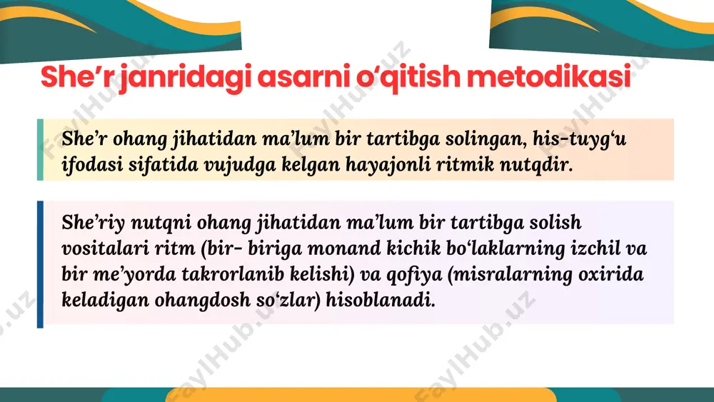 uning-chun o‘par doim peshonasidan. e.vohidov she’riy ohangni his qilmaslik, matndagi so‘zlarning ma’nosini to‘la tushunib yetmaslik she’r yodlashni zerikarli mashg‘ulotga aylantiradi. ma’nosi anglanmagan matnni yodlash oson kechmaydi. buni deyarli barcha sinflarda o‘rganiladigan “o‘zbekiston respublikasining davlat madhiyasi” misolida ko‘rish mumkin. ma’lumki, madhiya kichik yoshdagi bolalarga mo‘ljallab maxsus yaratilmaydi. binobarin, uning matnidagi “hur o‘lka”, “to abad”, “ilm-u fan”, “shuhrating”, “ajdodlar”, “mardona ruhi senga yor”, “o‘chmas iymoni”, “istiqlol mash’ali”, “tinchlik posboni”, “haqsevar ona yurt”, “mangu bo‘l obod”, “jo‘sh urgan” kabi ko‘pdan-ko‘p so‘zlar, iboralar o‘quvchilarga izohlab tushuntirilmasa, ta’limdan ko‘zlangan maqsadga erishib bo‘lmaydi. 4-sinfda q. hikmatning “qish to‘zg‘itar momiq par” she’rini o‘rganishda albatta tabiat manzaralarini izohlash talab etiladi. she’rni o‘qishdan oldin unda tasvirlangan yil fasllari haqida suhbat o‘tkaziladi yoki she’r mazmunini tushunish uchun o‘quvchilar bilishi lozim bo‘lgan voqealarni o‘qituvchi qisqa qilib aytib beradi. ma’lumki, qish fasli go‘zal ko‘rinishi bilan odamda yoqimli tuyg‘ular uyg‘otadi. qishda bolalar chana uchish, qorbobo yasash, qorbo‘ron o‘ynashdan olam-olam zavq oladilar. qishdagi sof …