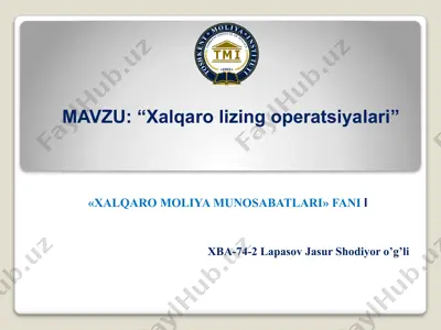 xalqaro lizing operatsiyalari — PPTX