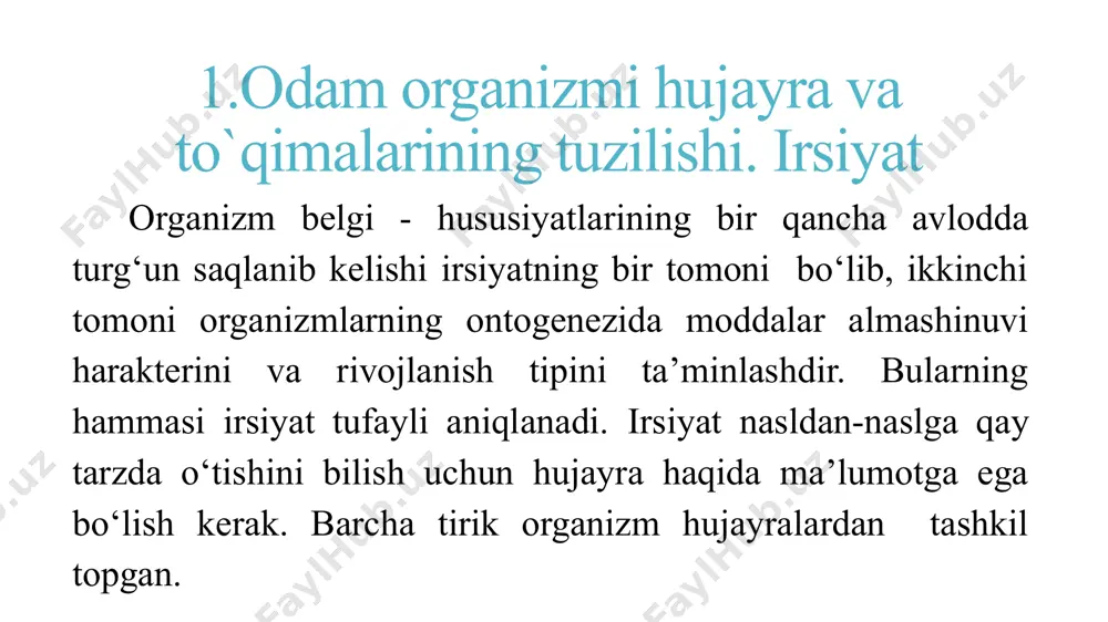 12. uzoq umr ko‘ruvchilar 90 yosh va undan ortiq. akseleratsiya yosh avlodning ruhan va jismonan tez o‘sishidir. akseleratsiya 100 yil ya’ni bir asr ichida yaqqol ko‘zga tashlanganligi uchun, akseleratsiya keng ma’noda "serkulyarniy trend" ya’ni asriy tendensiya deyiladigan bo‘ldi. so‘nggi 100 yil ichida yangi tugilgan chaqaloqlarning buyi 5-6 smga, kichik va o’rta maktab yoshidagi bolalarning bo‘yi 10-15 sm ga, vazni esa 8-10 kg ga ortdi. bundan tashqari akseleratsiya katta odamlar tana o‘lchamlarining ortishini, odam umrining uzayishini, hayz kechroq tugashini, ruxiy funksiyalar va odam rivojlanishidagi boshqa o‘zgarishlarni o‘z ichiga oladi. 3.nerv tizimi, nerv markazlari haqida tushuncha, bosh va orqa miya. nerv tizimining funksiyalari ikkinchi funksiyasi bosh miyaning yuqori qismida joylashgan nerv markazlari bajaradi оdamning tashqi muhit va atrofdagi boshqa odamlar bilan bog’lanish, fikrlash, bayon etish, bilim olish, hunar o’rganish, xotira kabi yuksak insoniy xususiyatlar birinchi funksiyasi bosh miyaning quyi qismlarida joylashgan nerv markazlari bajaradi та’surotni qabul qilish, o’tkazish, аnaliz sintez qilish, saqlash, …