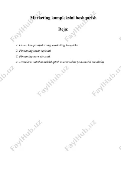 marketing kompleksini boshqarish — DOCX