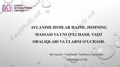 jismning hajmi va uni o‘lchash — PPTX