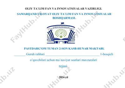 ma`naviyat soatlari mavzuralari rejasi — DOCX