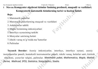 kompyuter algebra tizimlari — PPTX