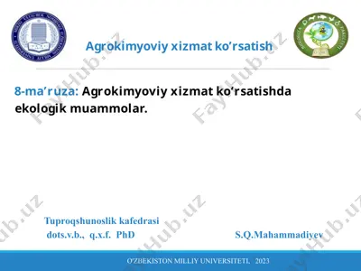 agrokimyoviy xizmat ko'rsatish — PPTX